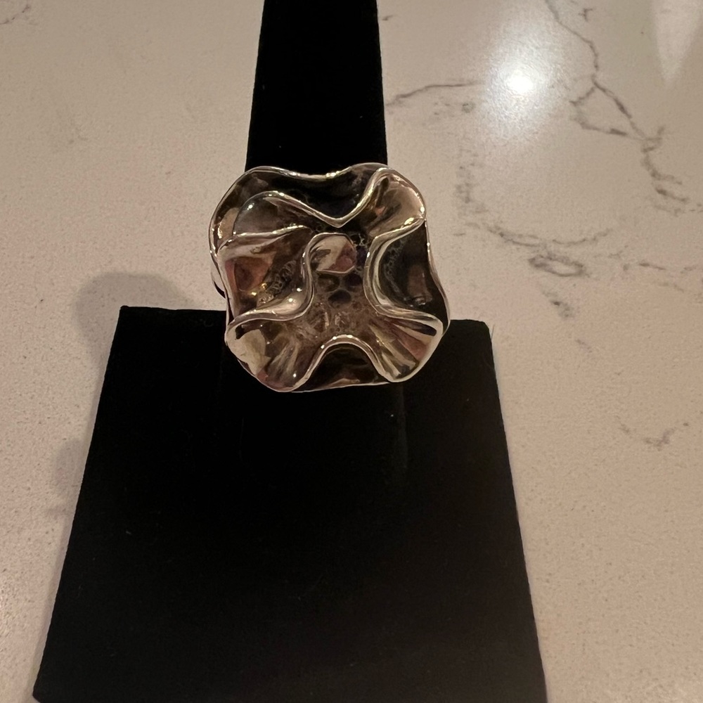 Vintage Designer Silpada Modernist Flower Sterling Silver Ring - Size 8 - Picture 2 of 5